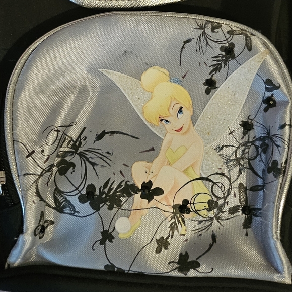 Disney RARE Black/Silver Tinkerbell Mini Backpack Bag - Picture 6 of 9